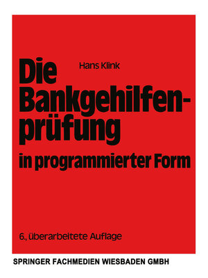cover image of Die Bankgehilfenprüfung in programmierter Form